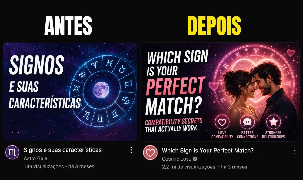 Dois canais de astrologia lado a lado: o mesmo tema com posicionamentos diferentes